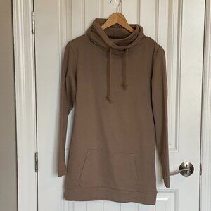 Lily & Lottie Cowl Neck Tunic Sweatshirt Brown - XS